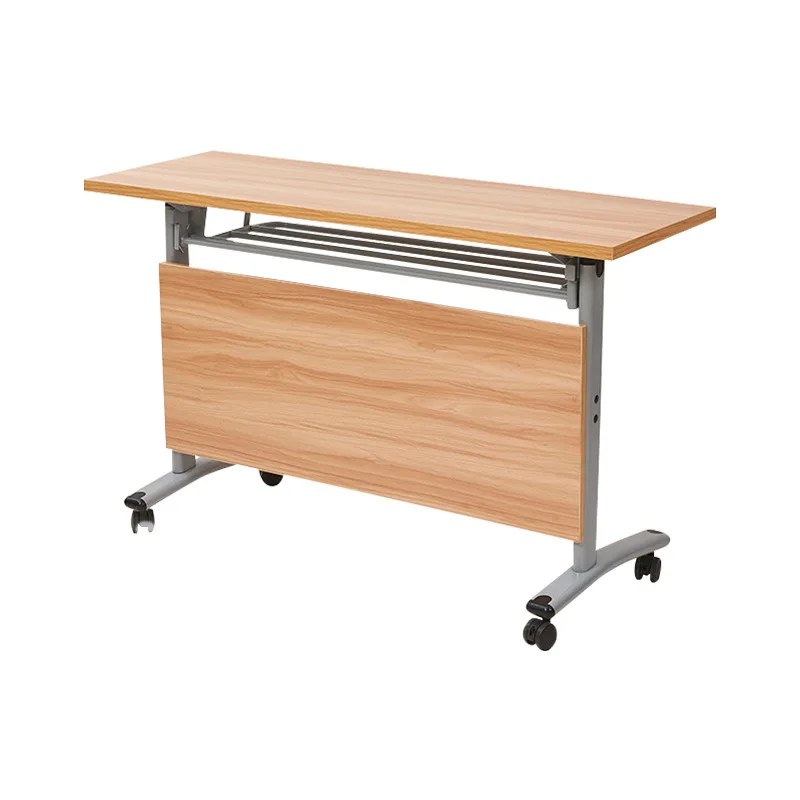Factory Folding Training Table Educational Institution  and Chair Combination Movable Double Student Wheeled Strip Conference