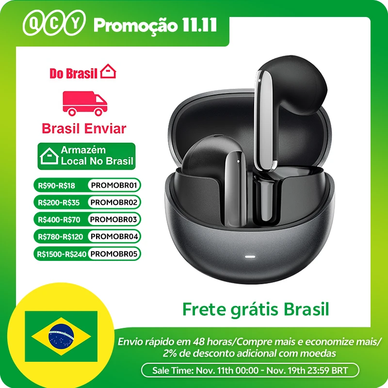 QCY HT10 AilyBuds Pro+ ANC Fone de ouvido sem fio Hi-Res Audio com LDAC Bluetooth 5.3 Fones De Ouvido 6 Mic AI HD Chamada Conexão Multiponto