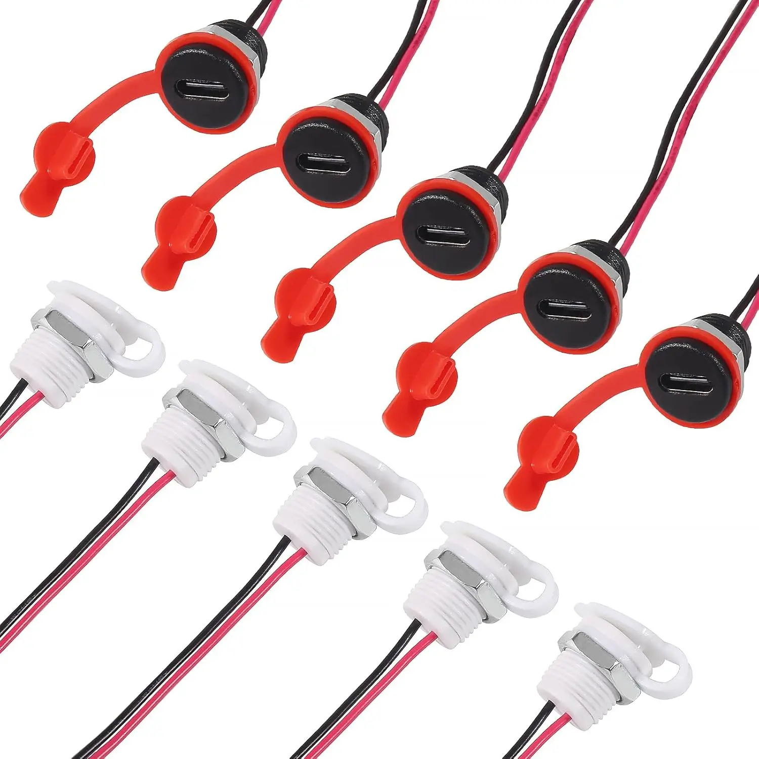 10pcs Type-C Female Chassis 2pin Without Terminal Type-C Female Socket Connector Waterproof Jack Female Charging Port 3A USB-C