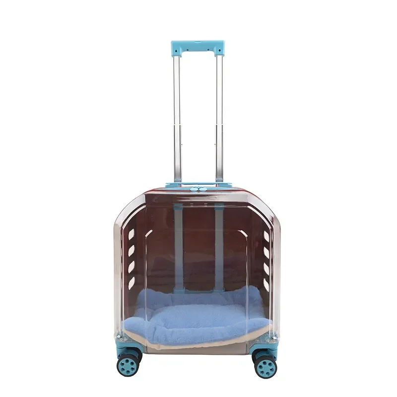C-307 Transparent Pet Carrier Trolley Portable Large Capacity Cat Dog Travel Bag Breathable Air Case for Small Animals