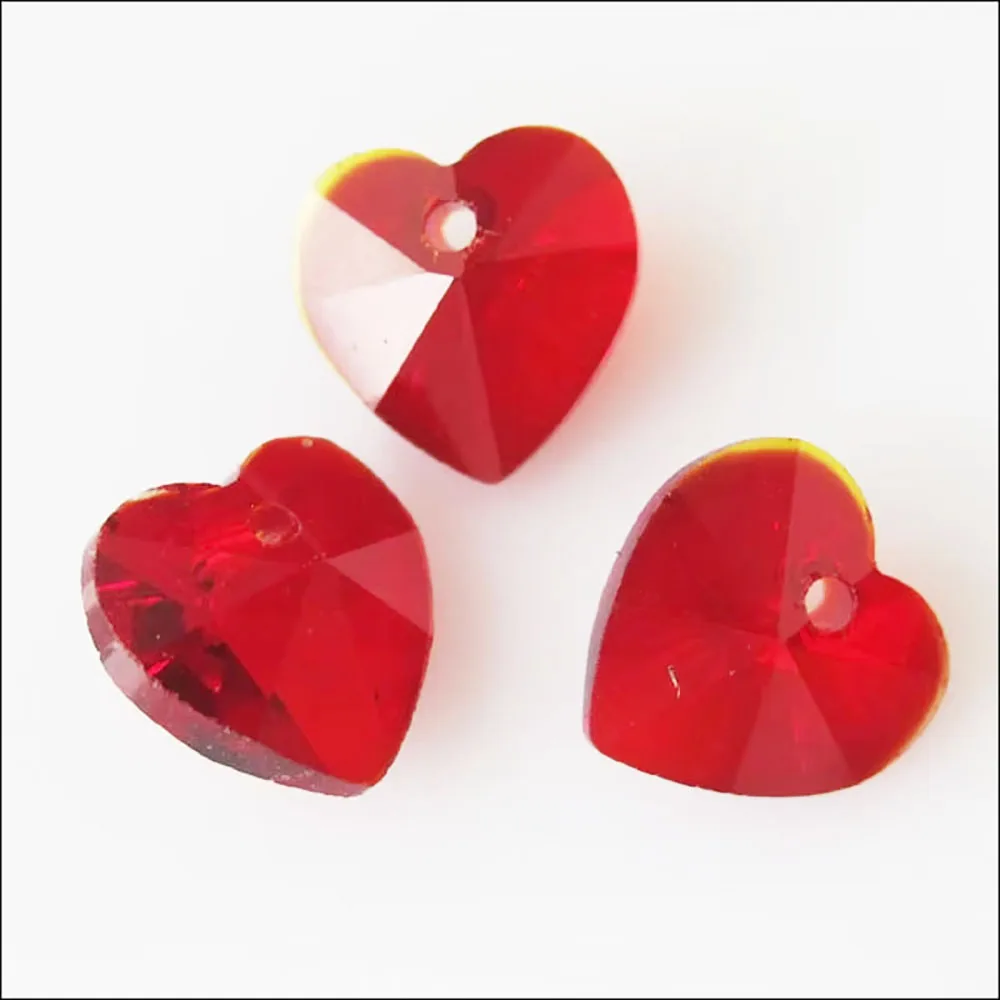 20Pcs Faceted Heart Glass Crystal Rondelle Spacer Beads Charms 10mm