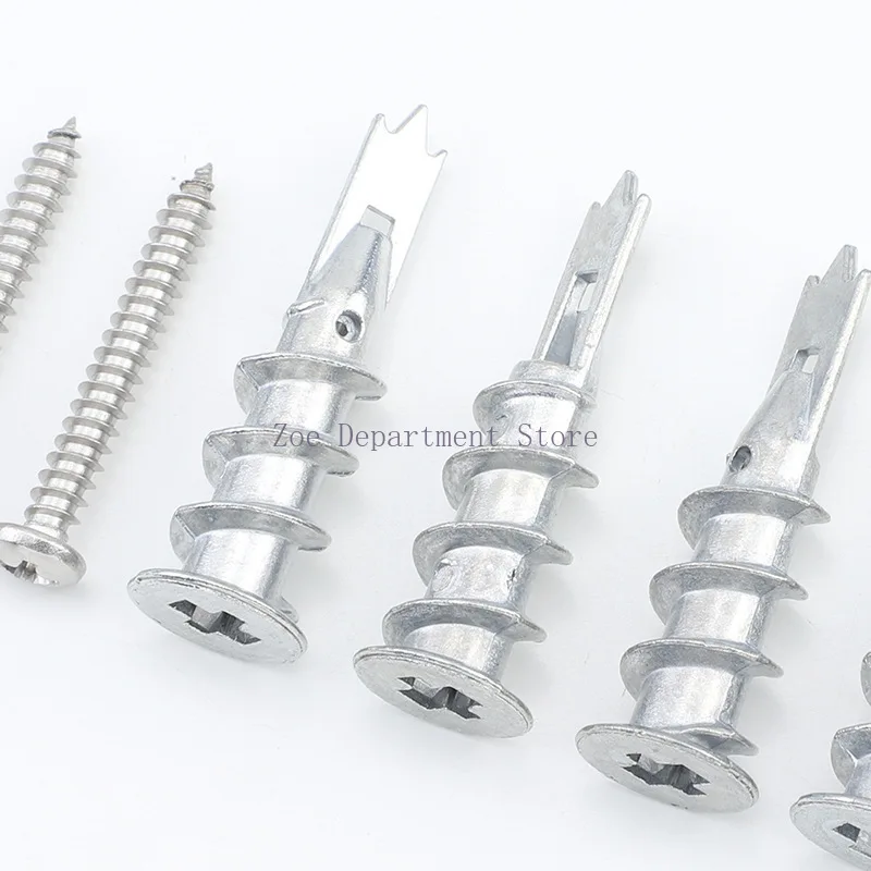 20-200 Sets (40-400pcs) Zinc Alloy Drywall Anchors with Galvanized Phillips Drive Flat Head Screws for Plasterboard Hollow Wall