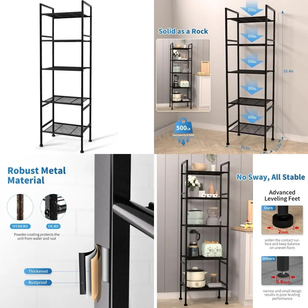 

5-уровневые проволочные стеллажи, металлические стеллажи, стоячие полки для хранения, плоские для стирки, ванной комнаты, кухни, кладовой, шкафа, организации