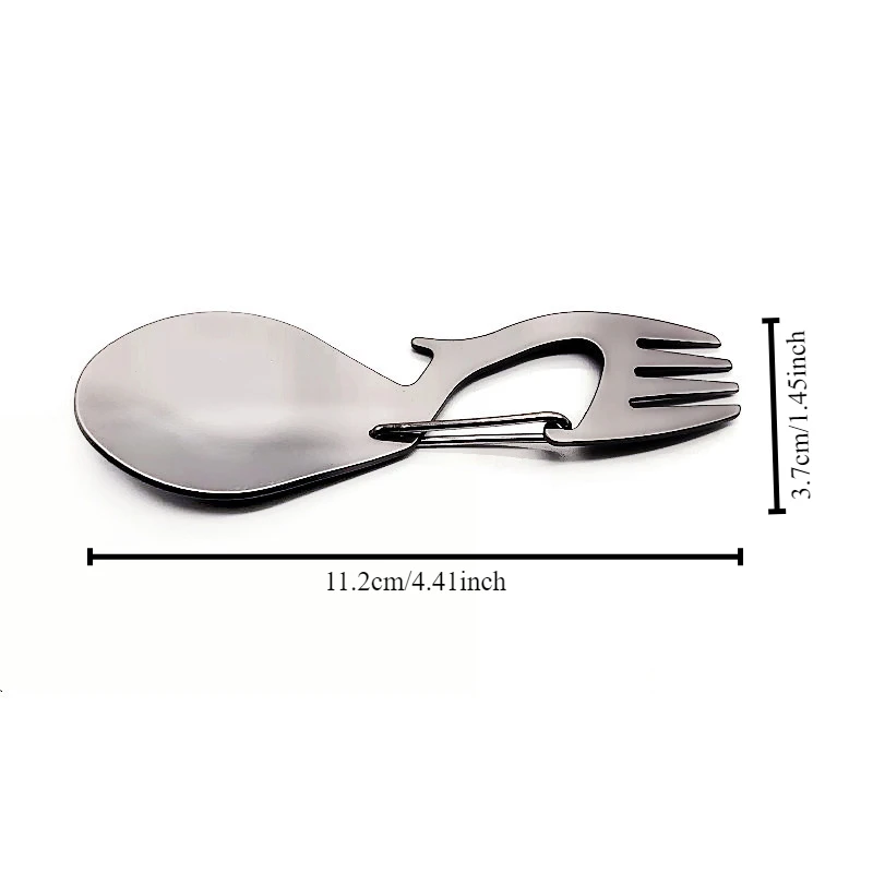 Multi functional pure titanium dual-use fork spoon, light titanium alloy spoon outdoor camping tableware spoon