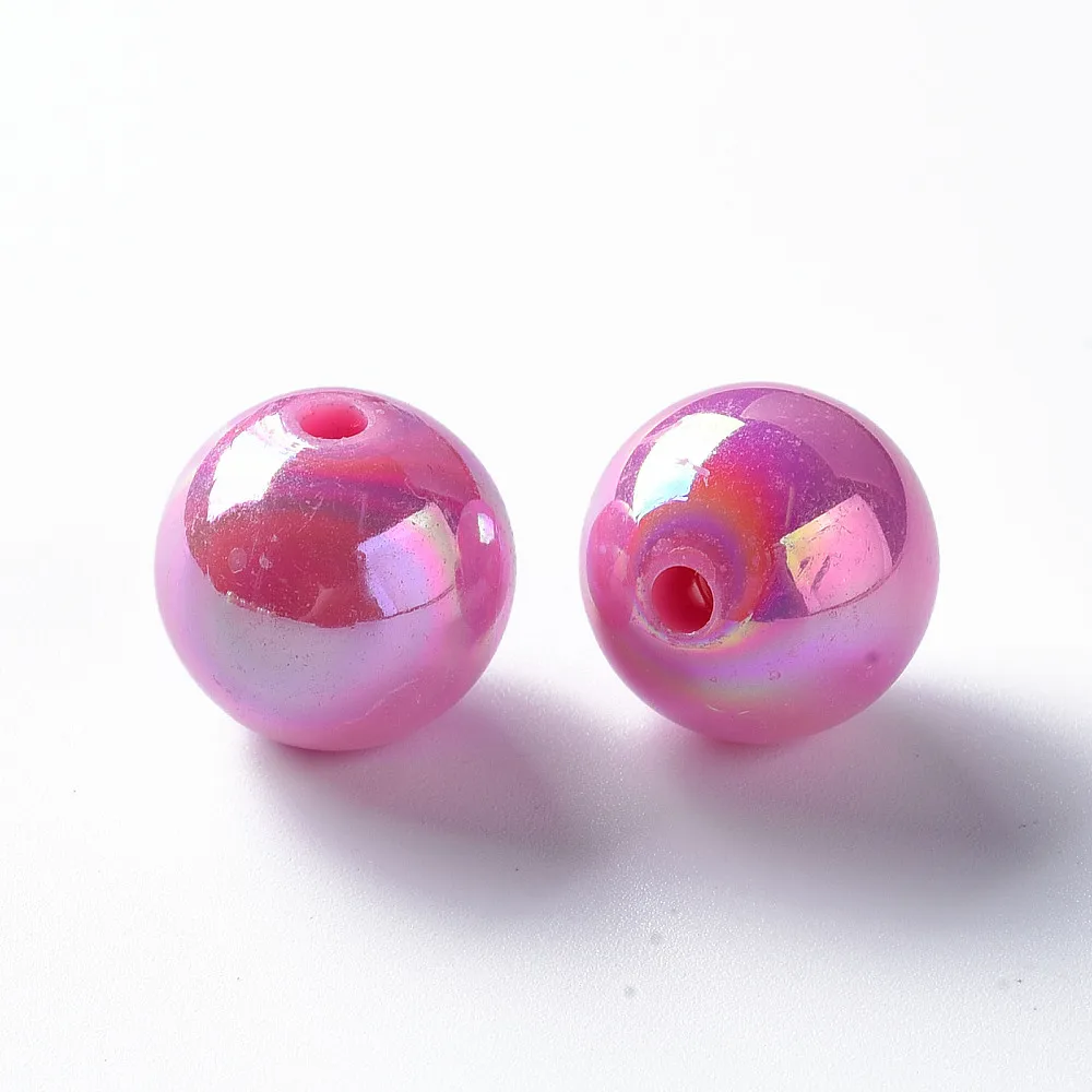 PandaHall 220pcs 16mm AB Color Opaque Acrylic Round Beads Colorful Bubblegum Beads for DIY Keychain Making