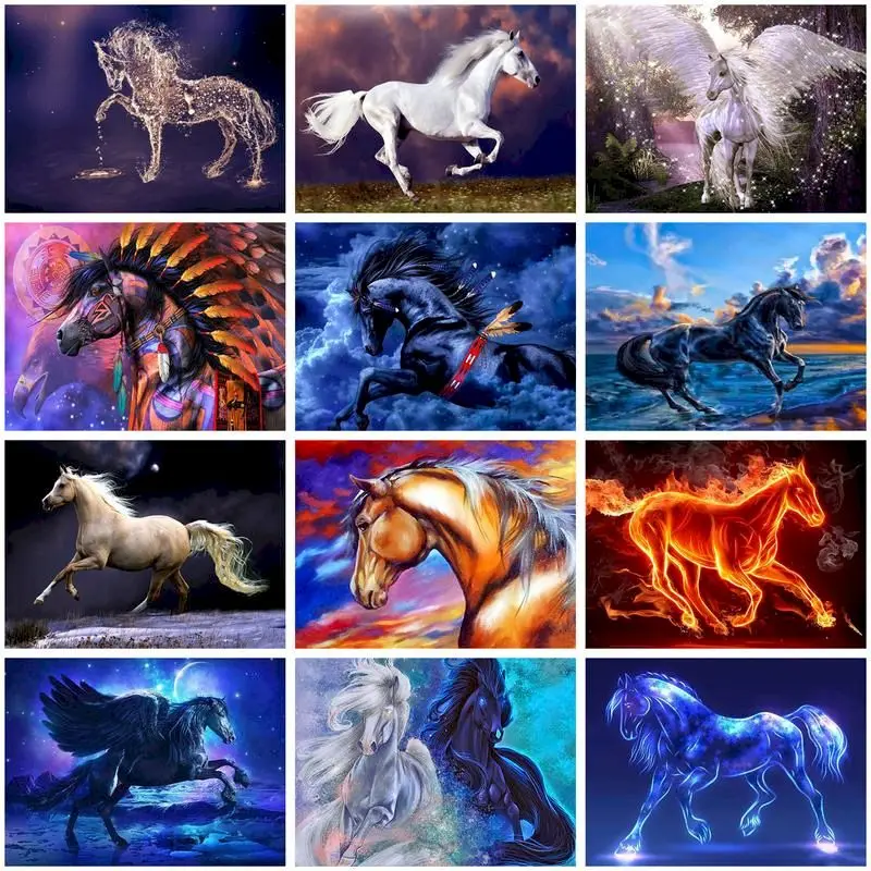 

GATYZTORY Modern Paintings On Number Horse Animal Paint By Numbers On Canvas Painting Numbers Handicraft Handiwork Art