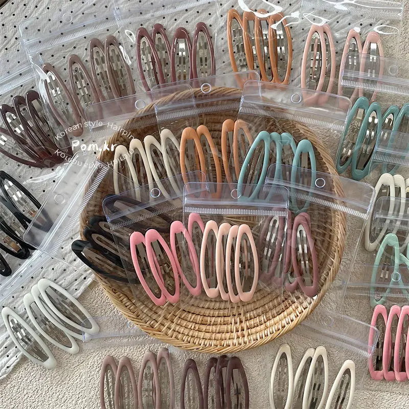 

Solid Color Oval Hair Clips for Children Korean Style Non Slip Non Damage Side Bangs Matte Gloss Finish Premium Sturdy Daily
