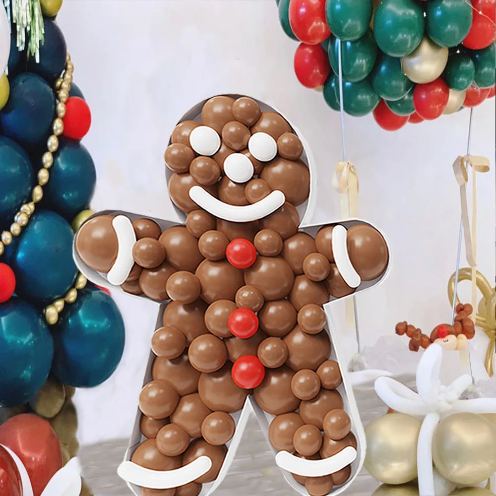 Christmas Decoration Giant Balloon Filling Box Gingerbread Man Cane Christmas Tree Balloon Mosaic Frame Xmas New Year Supplies