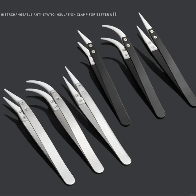 97QC عالي الدقة معزول غير مغناطيسي ملاقط الصلب-قبضة الصلب المقاوم المقاوم المقاوم المقاوم للصدأ غير المغناطيسي المستقيم