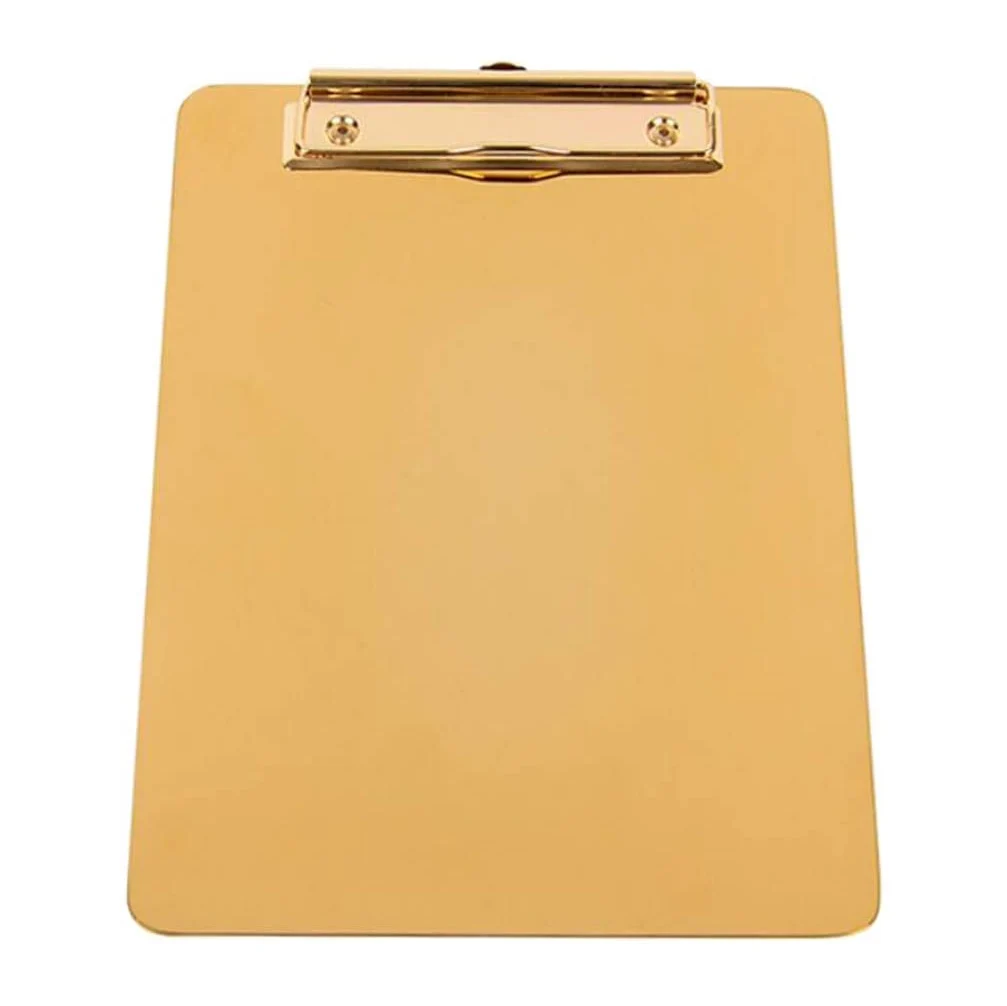 

Clipboard File Folder Holder Golden Stainless Steel Clip Board Low Profile Clip for Office Business School (M)