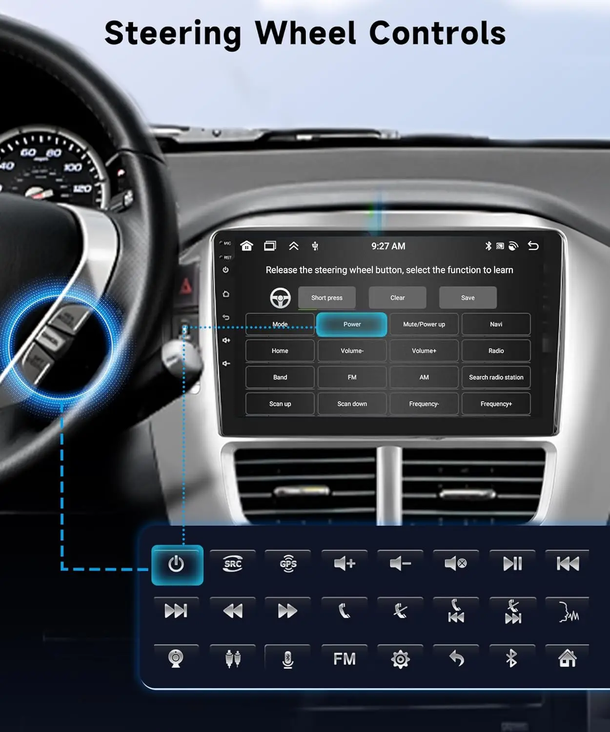 Stereo per auto 8Core 4+64G per Honda Pilot 2006-2008, 9' Android Auto, WiFi, Bluetooth 5.0, GPS, telecamera di backup