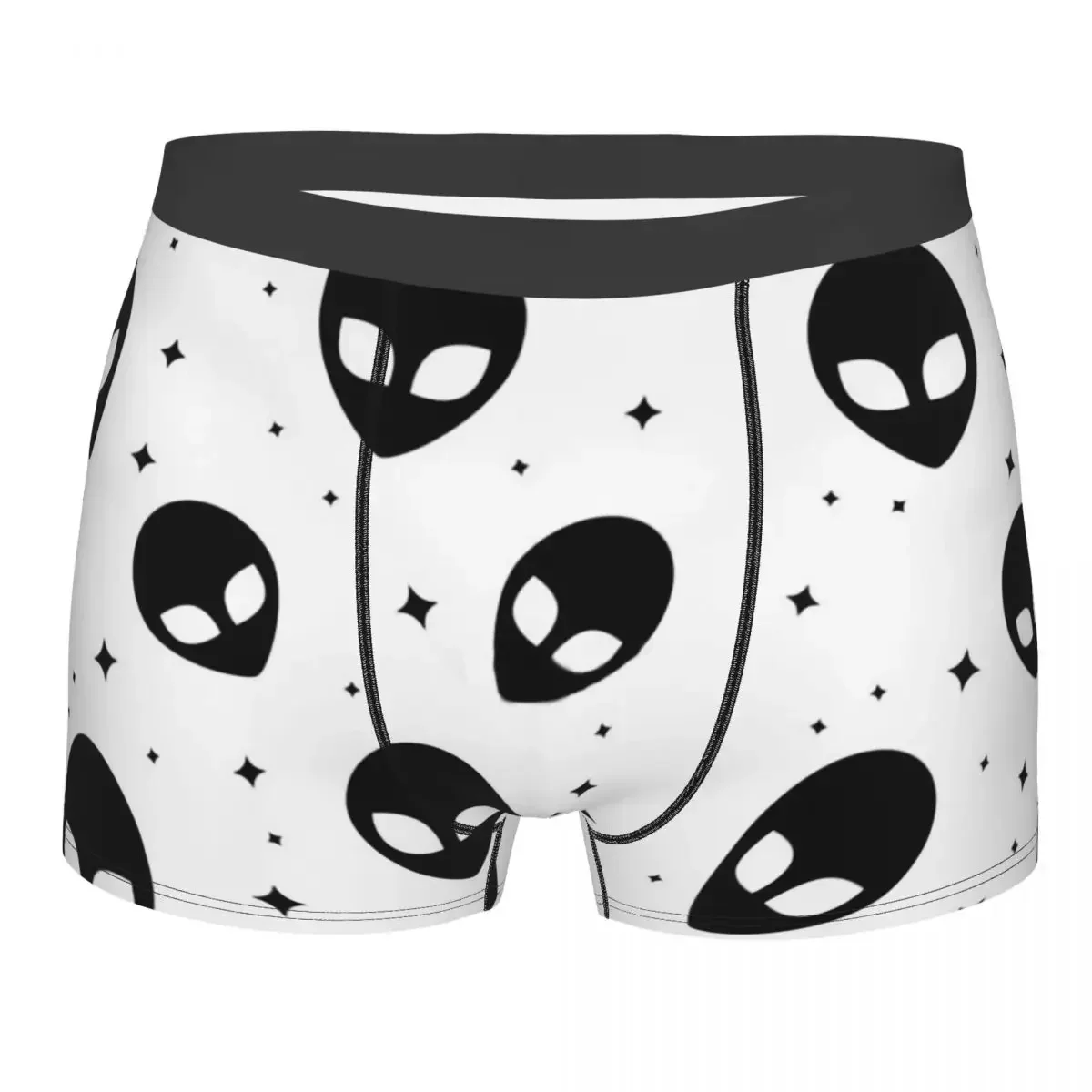 Cuecas com padrão alienígena preto e branco, cuecas masculinas, shorts estampados, cuecas boxer, calcinha