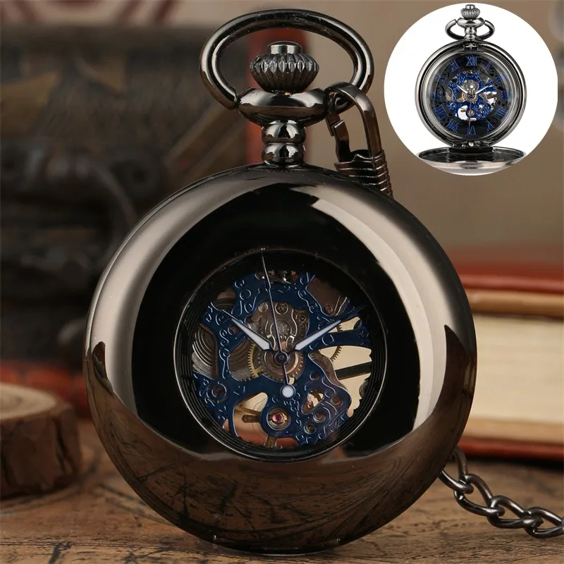 black-smooth-case-men-women-hand-winding-mechanical-pocket-watch-hollow-out-case-roman-numeral-dial-pendant-fob-chain-gift