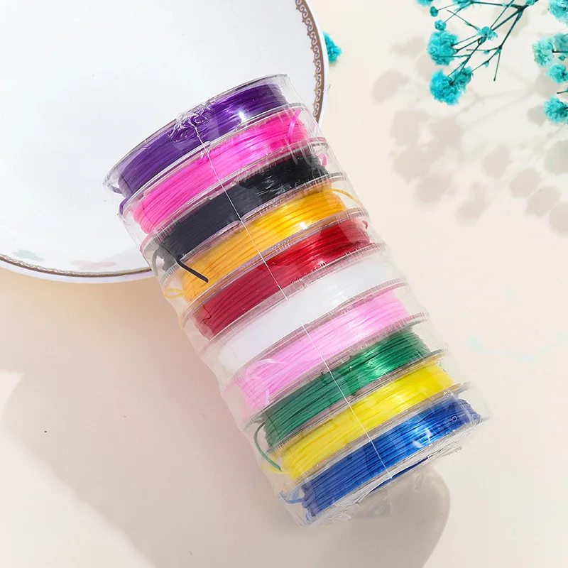 10 Rollen 10M 0,8mm Buntes Flaches Elastisches Faden Klares Kristall-Perlendraht Elastisches Schnur-Garn für DIY Schmuckherstellung Armband – Detail 3