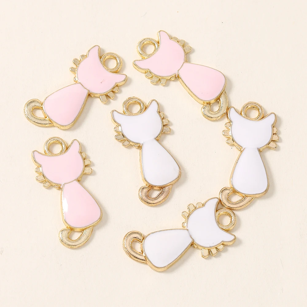 Gemischte 20-teilige Niedliche Emaille-Mini-Katzen-Anhänger für DIY-Schmuckzubehör Tier-Charms für Ohrringe Halsketten Anhänger