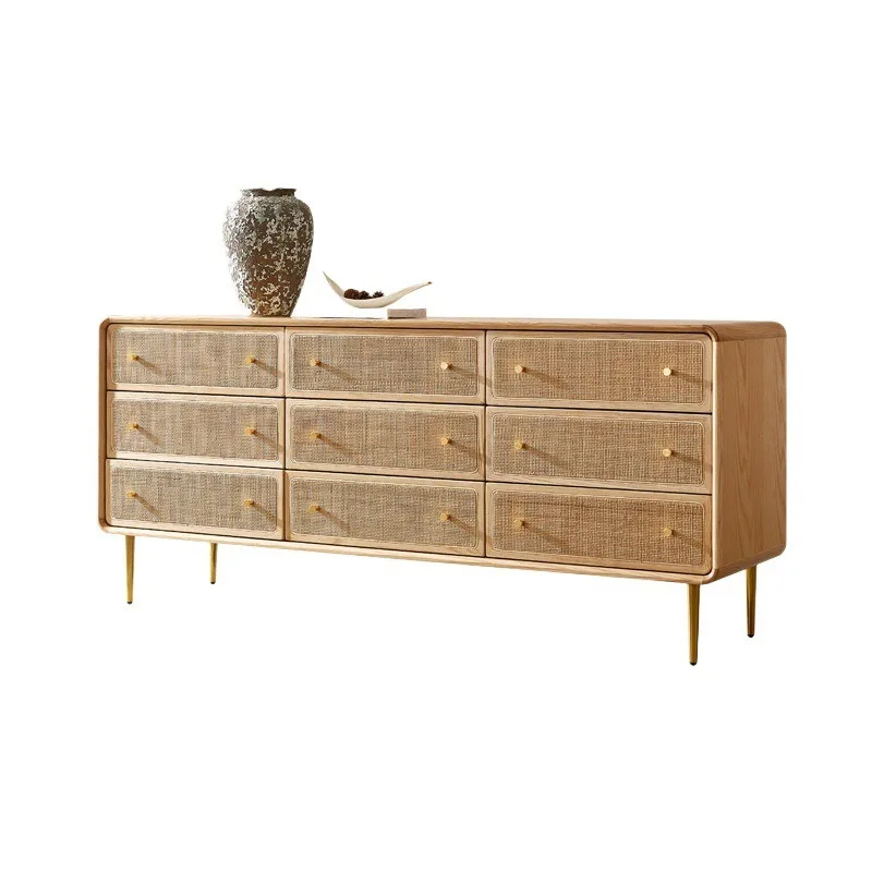 rattan nine chest cabinets log color, dining side cabinets, drawers, storage cabinets, Japanese-style entrance cabinets
