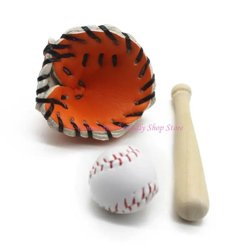 85AE Gentle Newborn Props Mini Baseball Bat and Glove Set Baby Studio Photoshoots Accessories Photography Props
