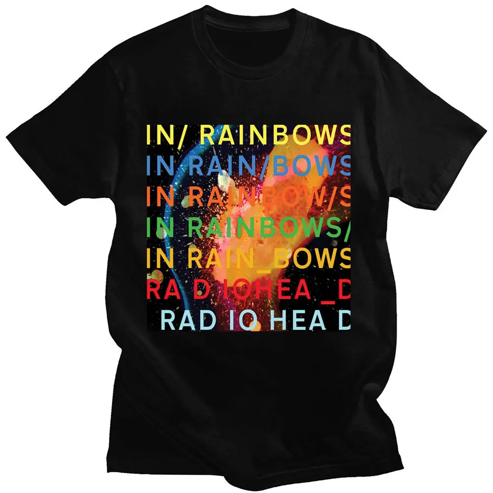 Band Rock Radiohead T Shirt Music Album In Rainbows Graphic T Shirts Men\'s Hip Hop Streetwear Gothic Cotton Tee Shirt Oversize