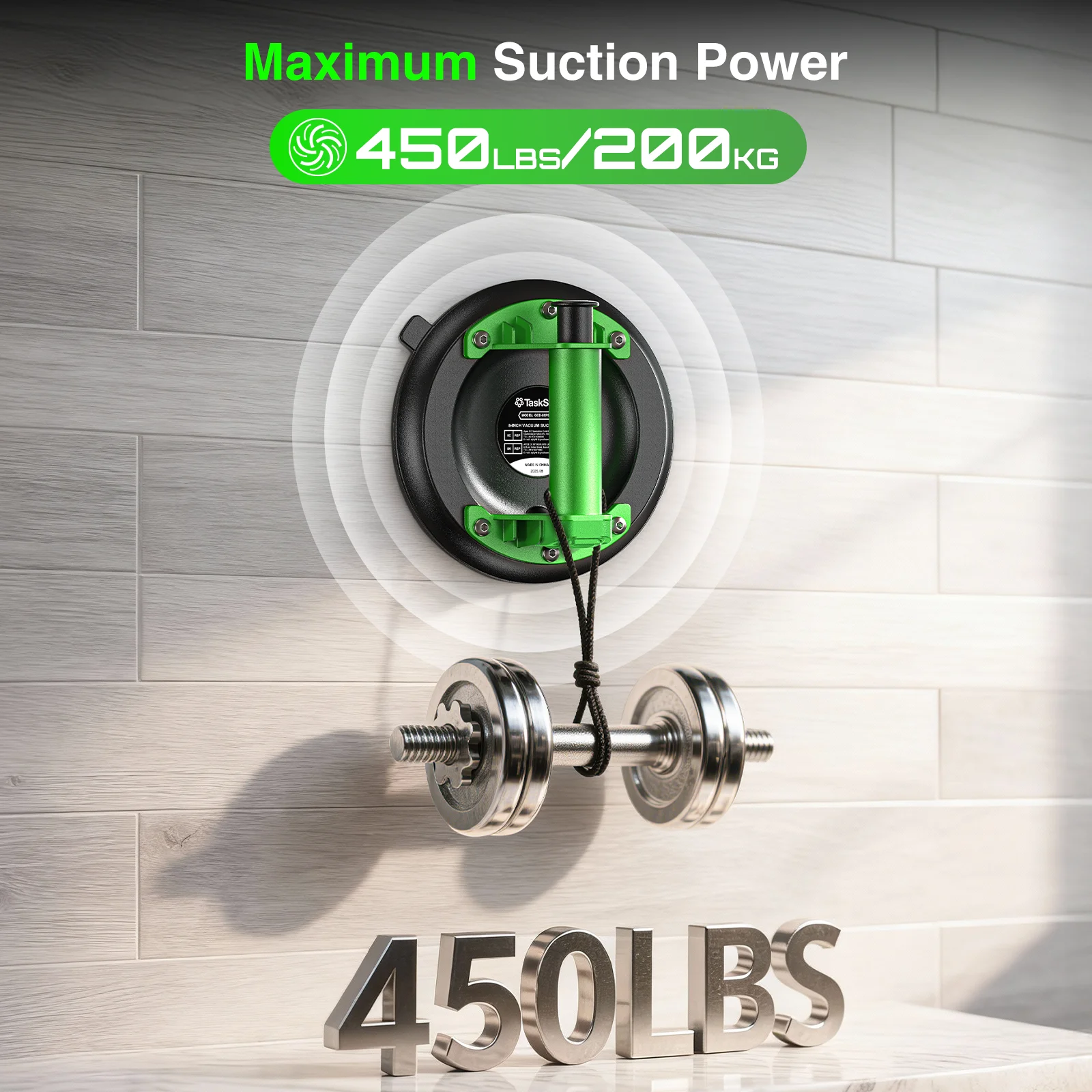 タスクスター 2個パック 8インチ ガラス吸盤 ヘビーデューティー ハンドヒーロー ガラスリフター 200kg 耐荷重 強力 工業用吸盤