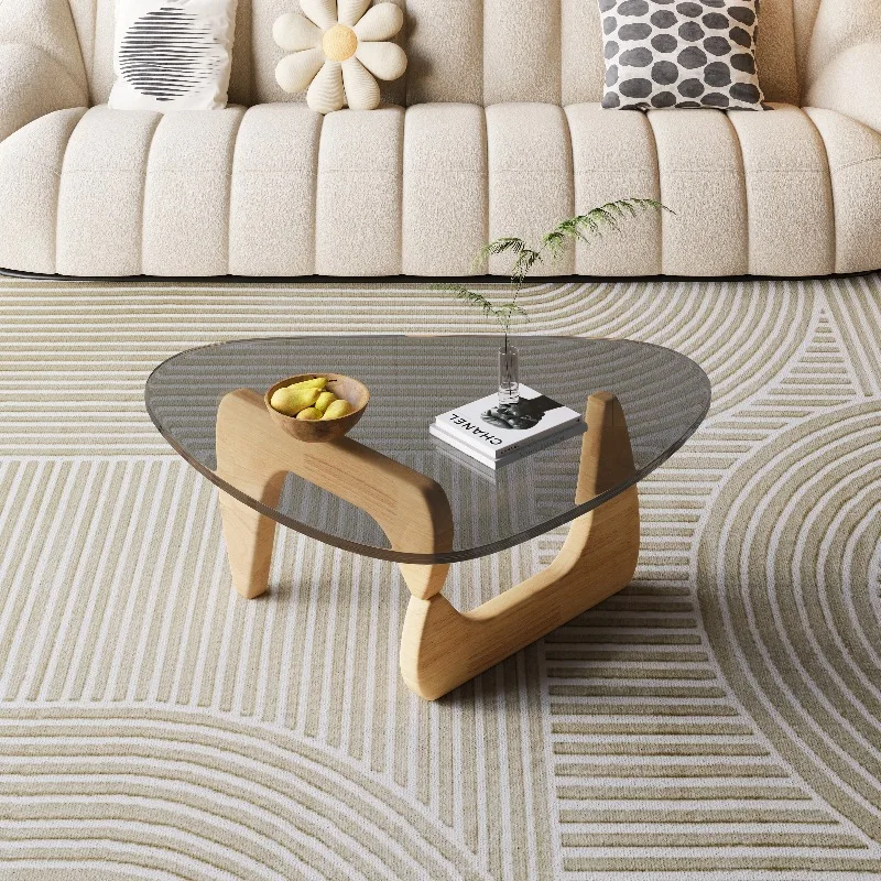 طاولة قهوة حديثة وبسيطة فاخرة على الطراز الشمالي خفيفة الوزن من الخشب والزجاج المنقولة لغرفة المعيشة #5