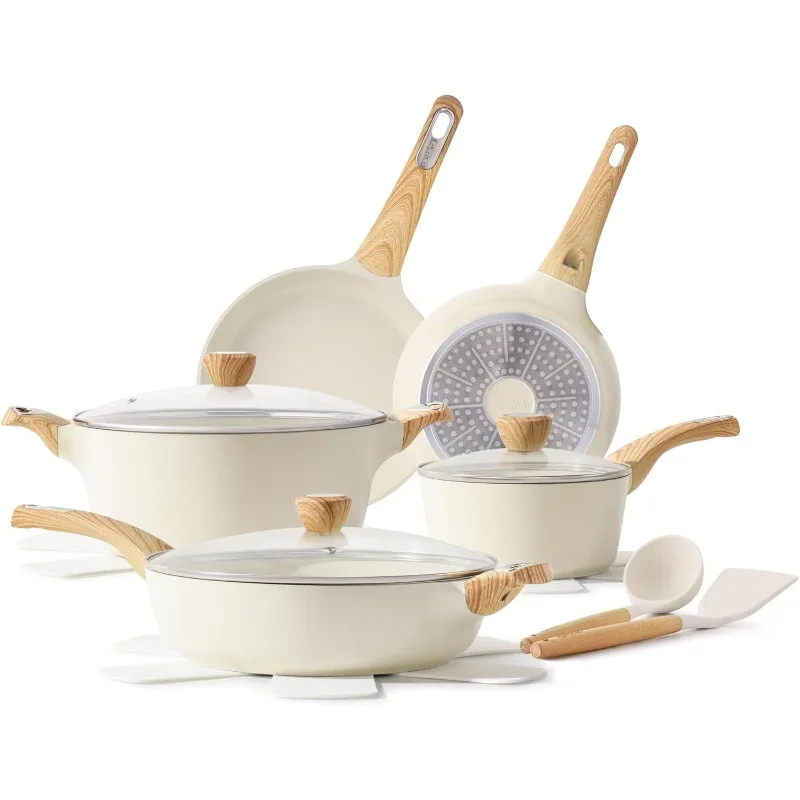 

Ceramic Cookware Set, Pots and Pans Set Non stick, 14-Piece Induction Cookware, Non Healthy Non Stick Kitchen Coo