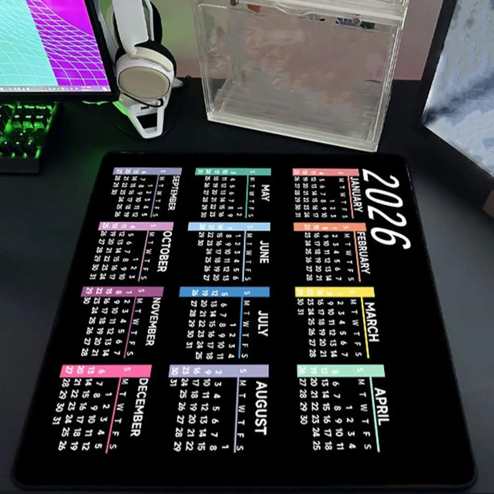 2026 لوحة ماوس تقويم مقاومة للماء للمنزل والمكتب كمبيوتر ألعاب كمبيوتر محمول لوحة ماوس مكتبية مع قاعدة مطاطية غير قابلة للانزلاق ملحقات الكمبيوتر