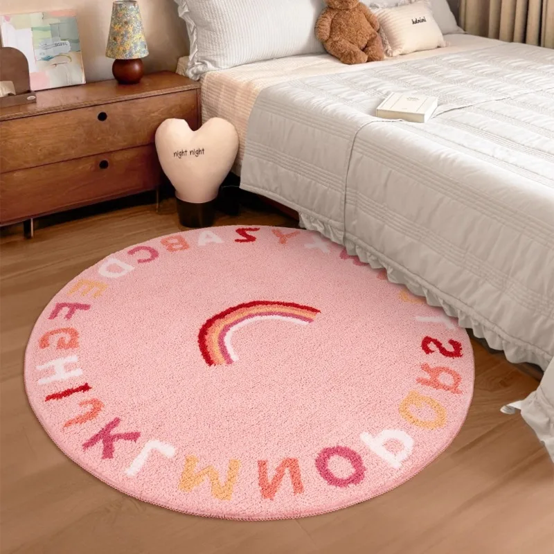 Nordic  Round Carpet Living Room Plush Floor Mat Children's Room Reading Area Cartoon Bedroom Study Swivel Chair Foot Mat