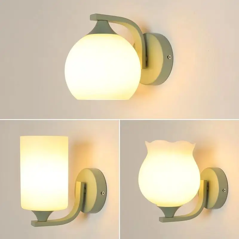 Cream Wind Wall Lamp Green Living Room Bedroom Bedside Light Balconly Stairway Sconces Decoration Lighting Pull Switch LED E27