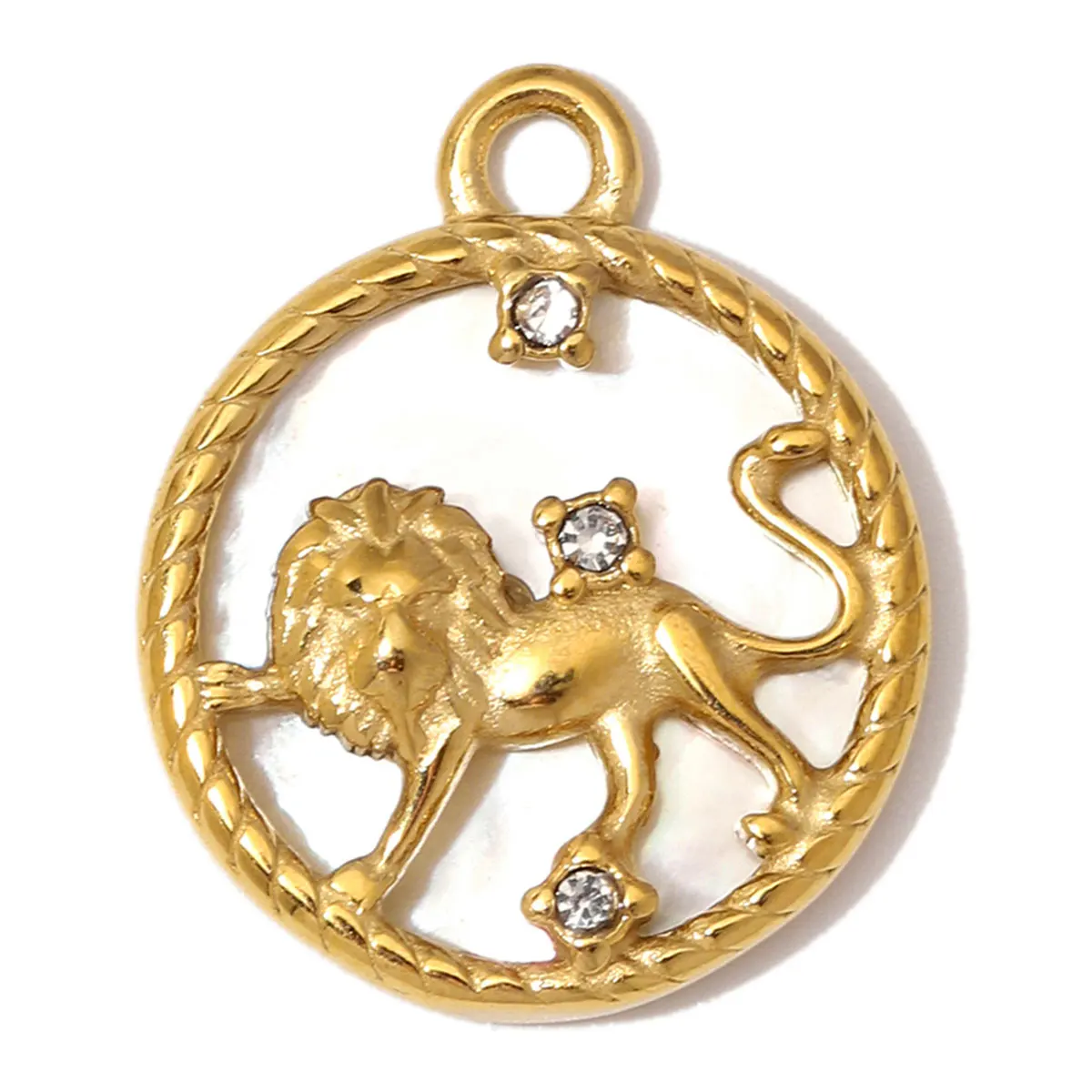 3pcs/Lot Wholesale Stainless Steel Leo Zodiac DIY Charms Rhinestone Shell Cancer Necklace Pendants Woman Special Gift Jewelry