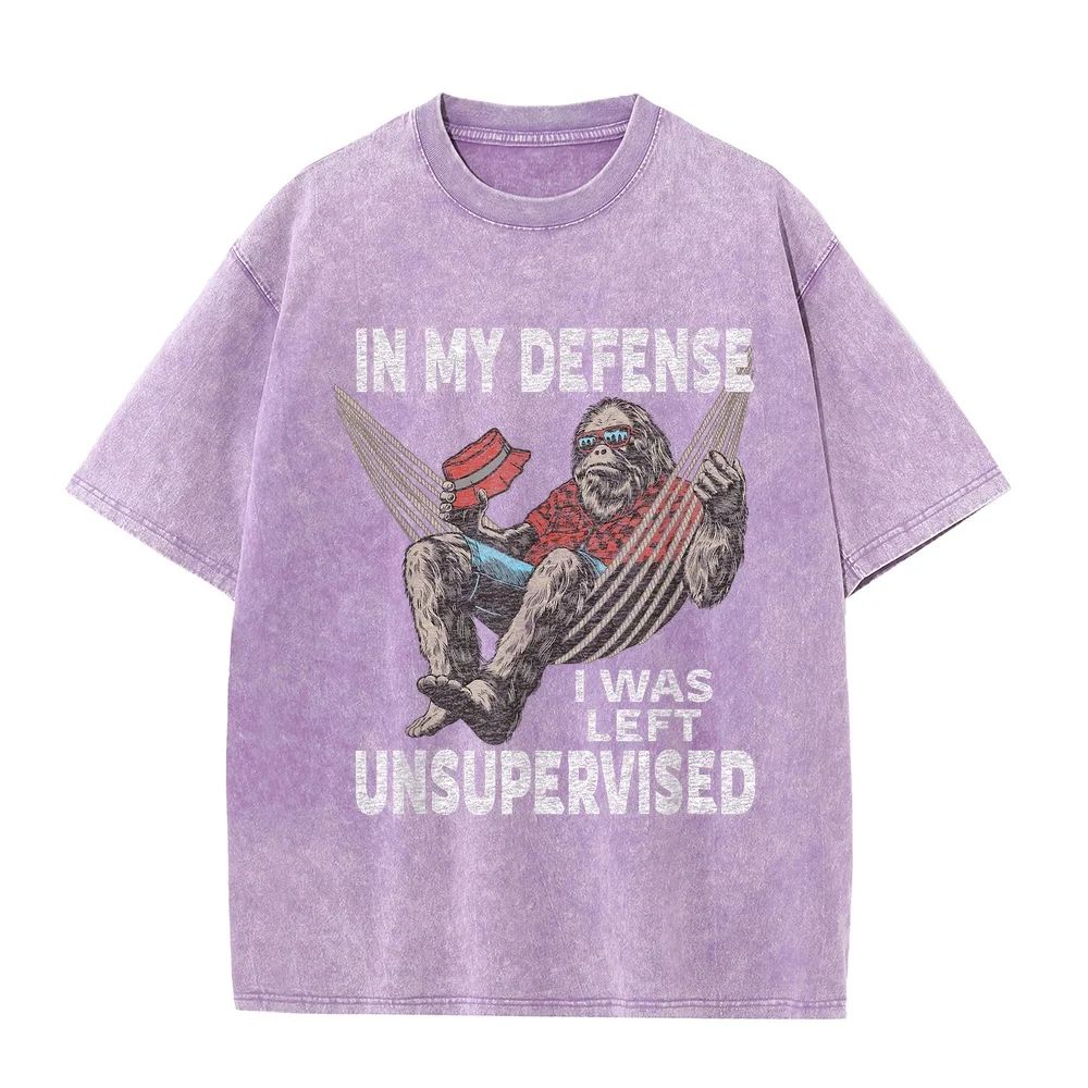 in My Defense I was Left Unsupervised Graphic Funny Saying T-Shirt Oversize Moda Hombre 빅사이즈 Daily T Shirt Quote Tee Cotton