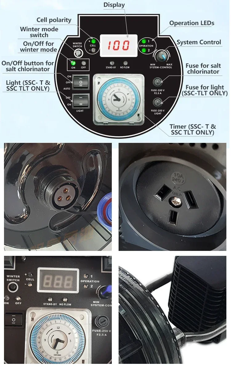 Home Swimming Pool Disinfection Salt Chlorine Machine PVC ABS Stainless
