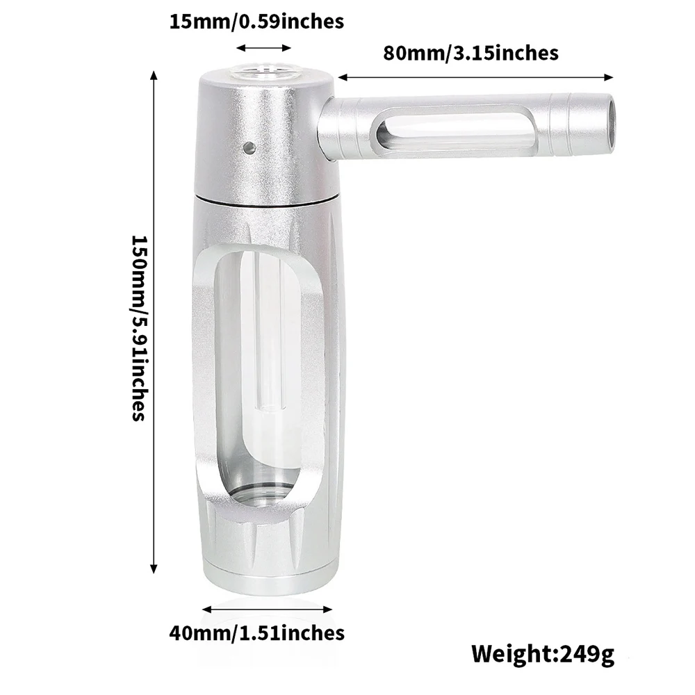 Portable Smoking Pipe Aluminum Alloy Glass Tobacco Hookah Shisha Metal Smoke Set Black