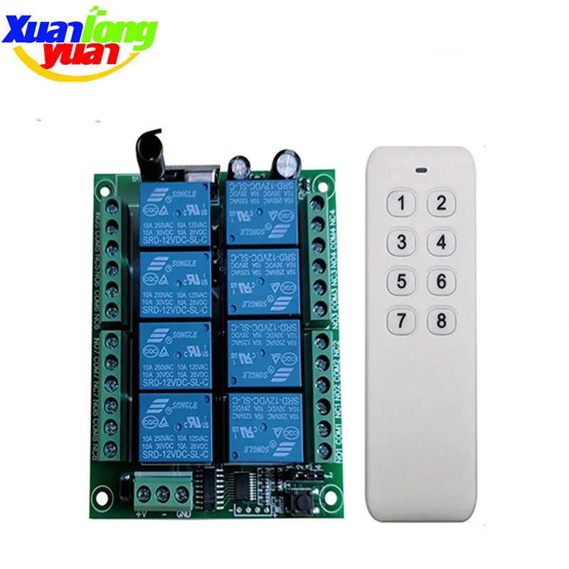 

DC12V 24V 8CH 8 CH Channel Wireless Remote Control LED Light Switch Relay Output Radio RF Transmitter And 433 MHz Receiver