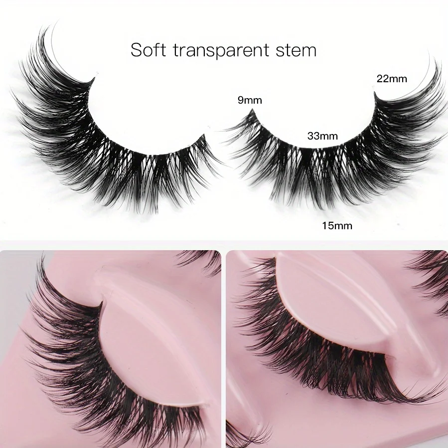 Faux cils longs et naturels en forme d'œil de chat, accessoire de maquillage, 3 boîtes (15 paires)