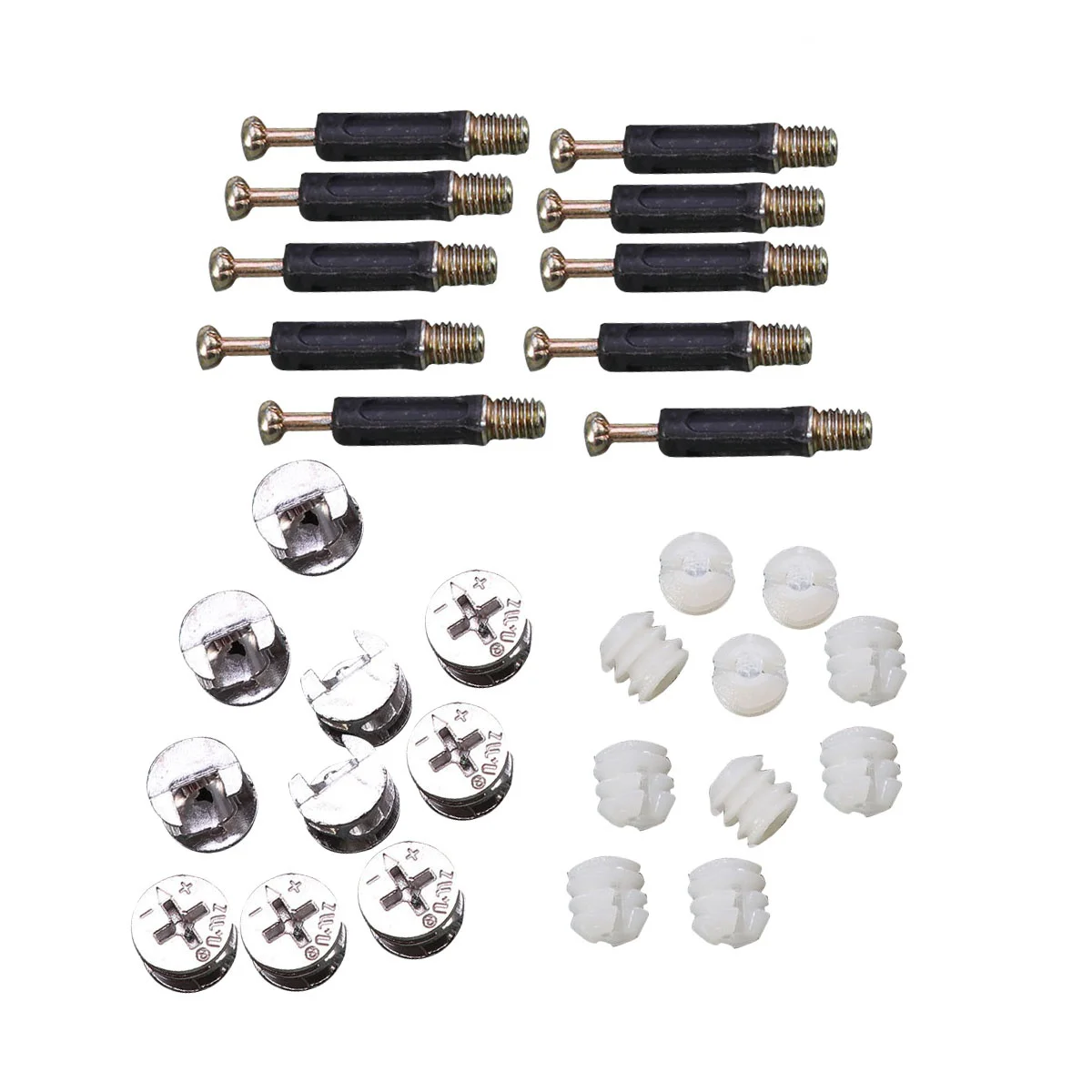 10 Sets Furniture Connectors Cam Fittings Pre-Inserted Nuts Dowels Furniture Screw-in Nut for Wood Furniture Drawer