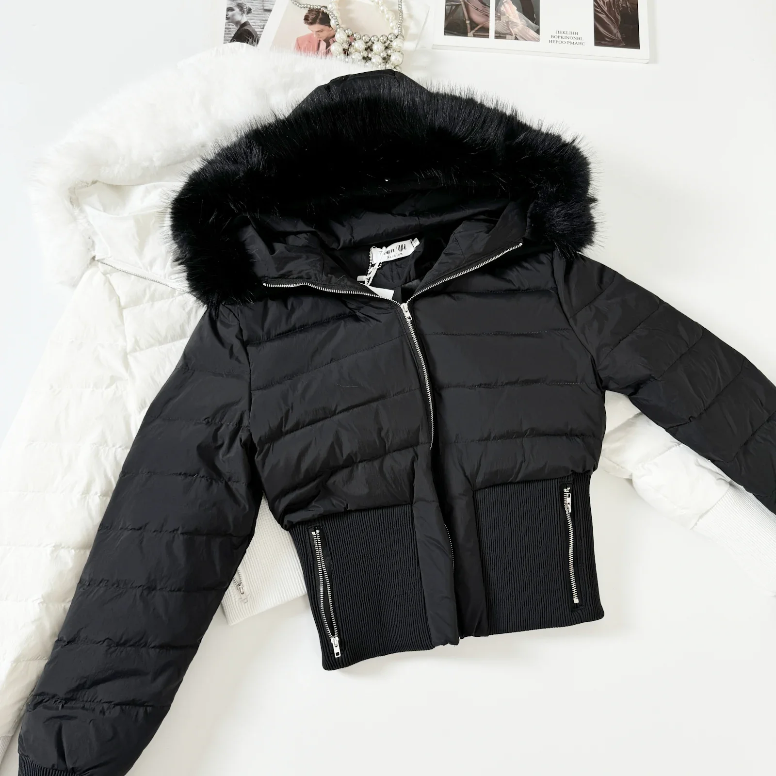 

Парка с меховым воротником, женская зимняя короткая куртка с капюшоном, теплая куртка-пуховик, женская уличная одежда Y2k, облегающая верхняя одежда, 2025 г., повседневные топы, толстовка