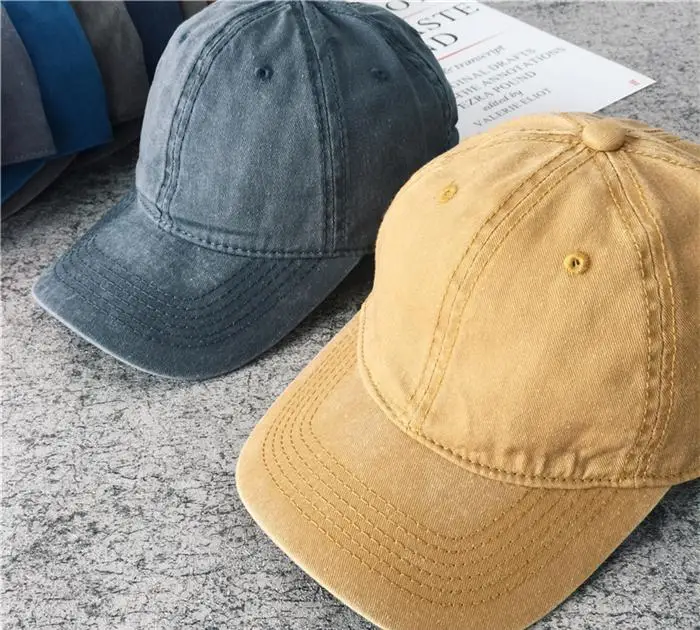 Frauen Männer Baumwolle Solide Baseball Kappe Mode Snapback Hut Weibliche Outdoor Einfache Gewaschen Vintage Visier Beiläufige Kappe Hut Für Frauen Männer – Detail 15