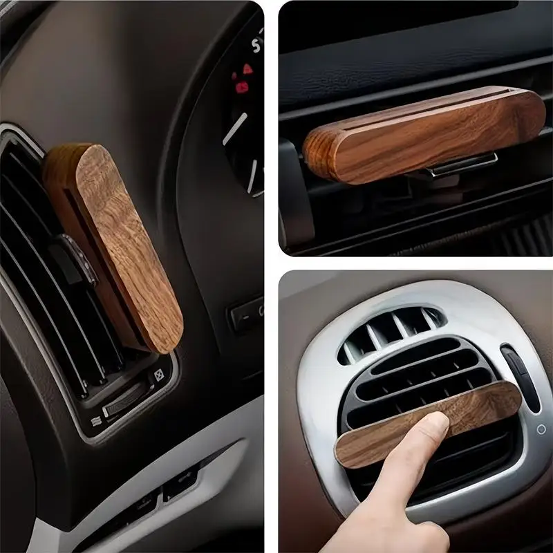 Wood Car Air Vent Diffuser Refillable Natural Fragrance Clip-on Aromatherapy Diffuser for Car Interior Decor Driver Gift
