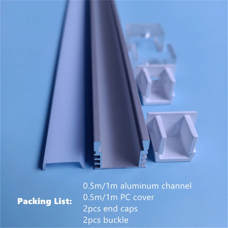 0.5m/1m 1612 profil aluminiowy LED styl YW wpuszczany czarny srebrny kanał dekoracja wnętrz liniowy diody na wstążce lampa na barek szafki