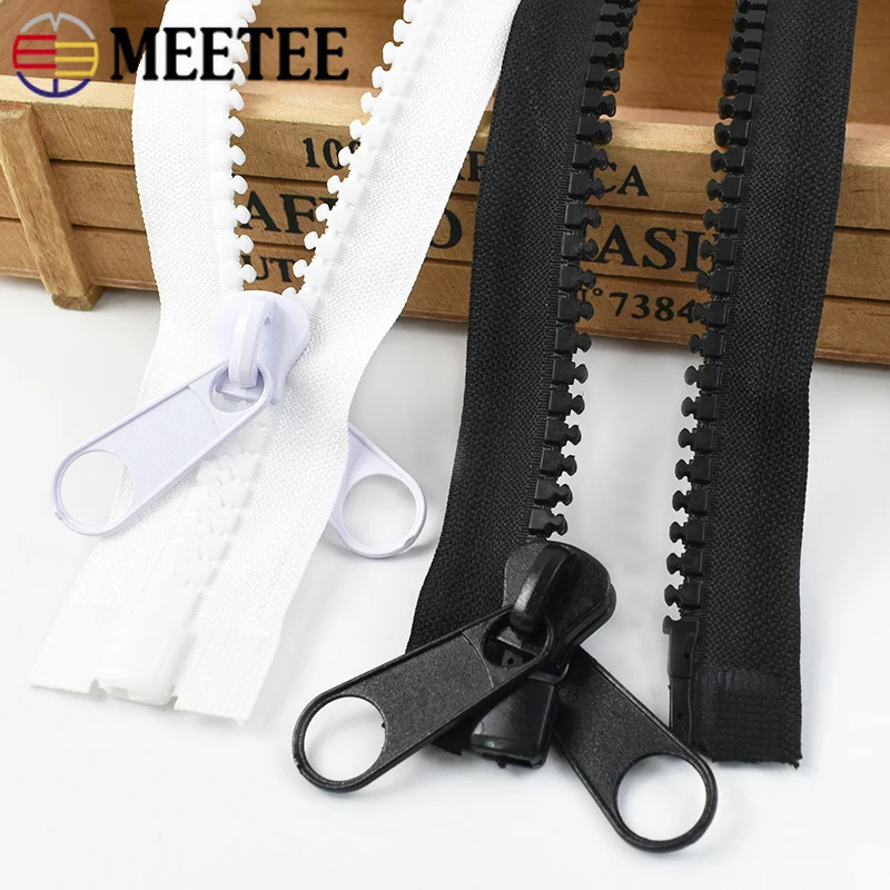 

Meetee 1/2/3/4/5M 10# Resin Zipper Open End Double Slider Zippers Bag Luggage Tent Long Large Zip DIY Garment Sewing Accessories