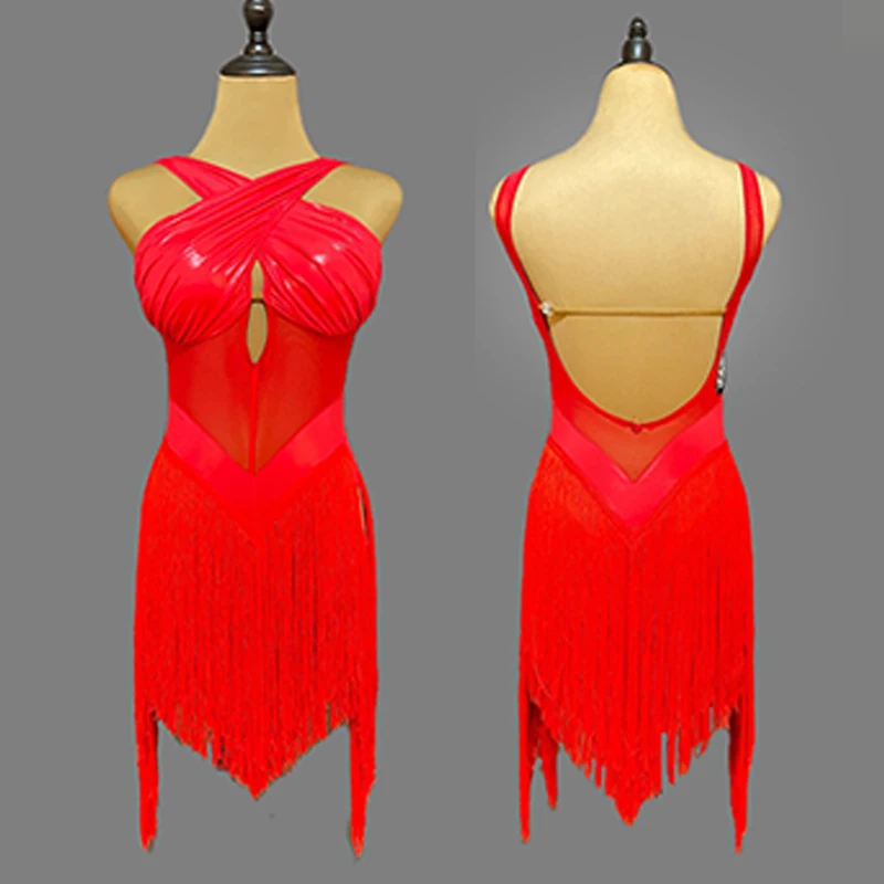 2024 New Latin Dance Dress Adult Waltz Dance Backless nappe abiti Stage Performance Wear Samba Training Clothes XH742