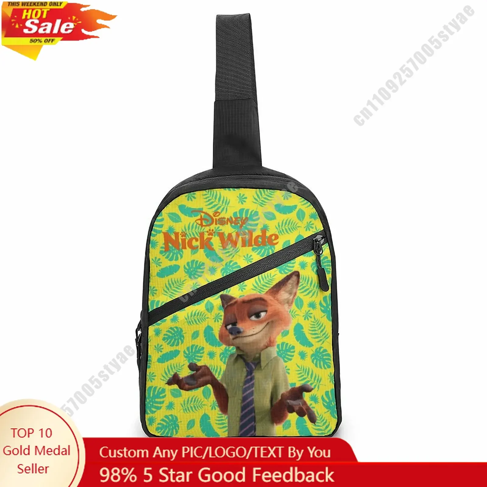 

Nick Wilde Chest Bag Disney Customized Personalized Photos Text Logo Lightweight Travel Sling Waterproof Shoulder Bag