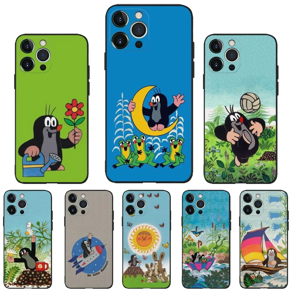 Cartoon L-Littles Mole Phone Case for Apple iPhone, 13, 14,13,12,11,XS,XR,X,8,7,Pro,Max,Plus, Mini Silicone Cover, Black