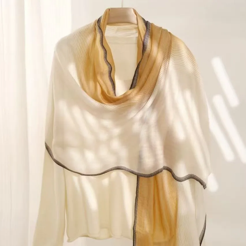

Gradient Color 100% Cashmere Scarf Italian Casual Tassel Edge Shawl Lightweight Pattern Wrap Soft Warm All-Match Women Scarf