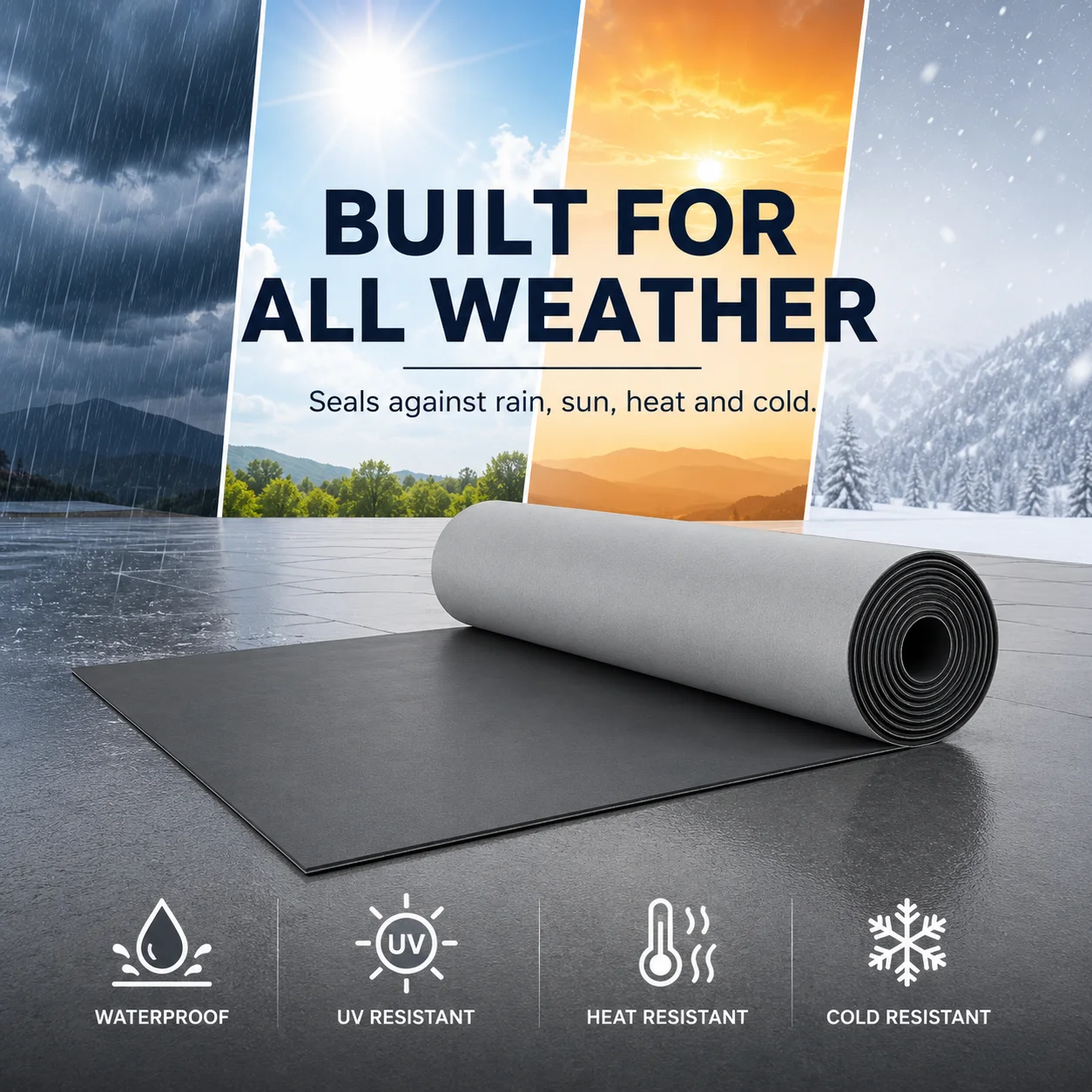 50 cm Wide Self-Adhesive Waterproof Membrane Roll, 5 M/10 m for Roofs, RVs, Walls, Metal Panels and Outdoor Leak Repair