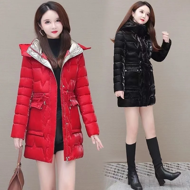 Winter Jacket Parkas Women Coat Hooded Overcoat New Female Jacket Thick Warm Cotton Padded Puffer Parka Mid Long Outwear