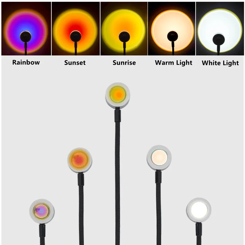 USB Sunset Rainbow Projection Lamp Atmosphere Night Light Photography Lighting Background Lights Home Wall Decor Lights