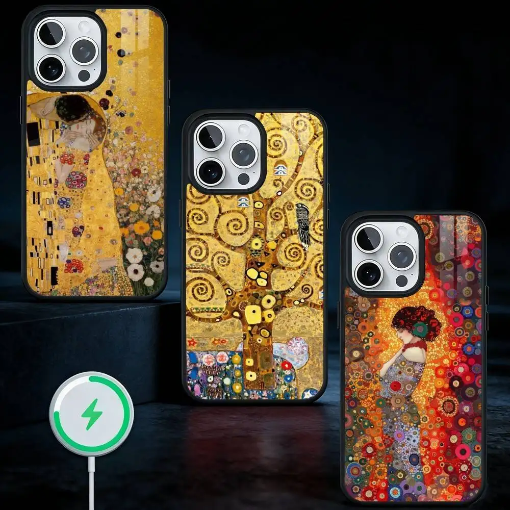 

Art of G-Gustav Klimt Phone Case For iPhone17,16,15,14,13 Plus,Pro Max Magnetic For Magsafe Wireless Charging