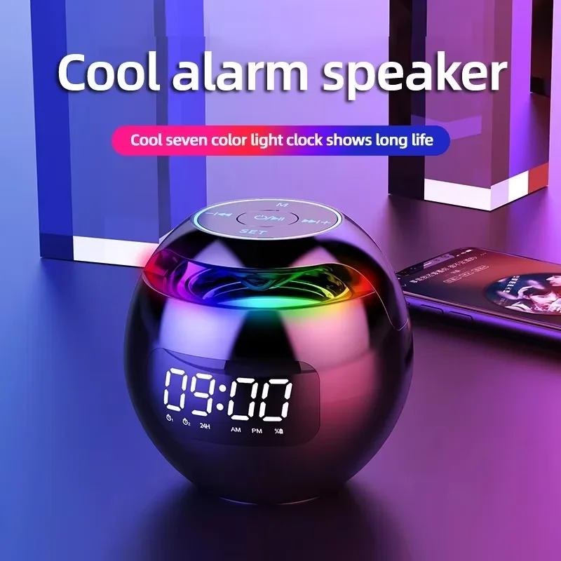 G90 New Clock Color Bluetooth Speaker Mini Portable Home Ball Plug in Small Steel Cannon Computer Speaker