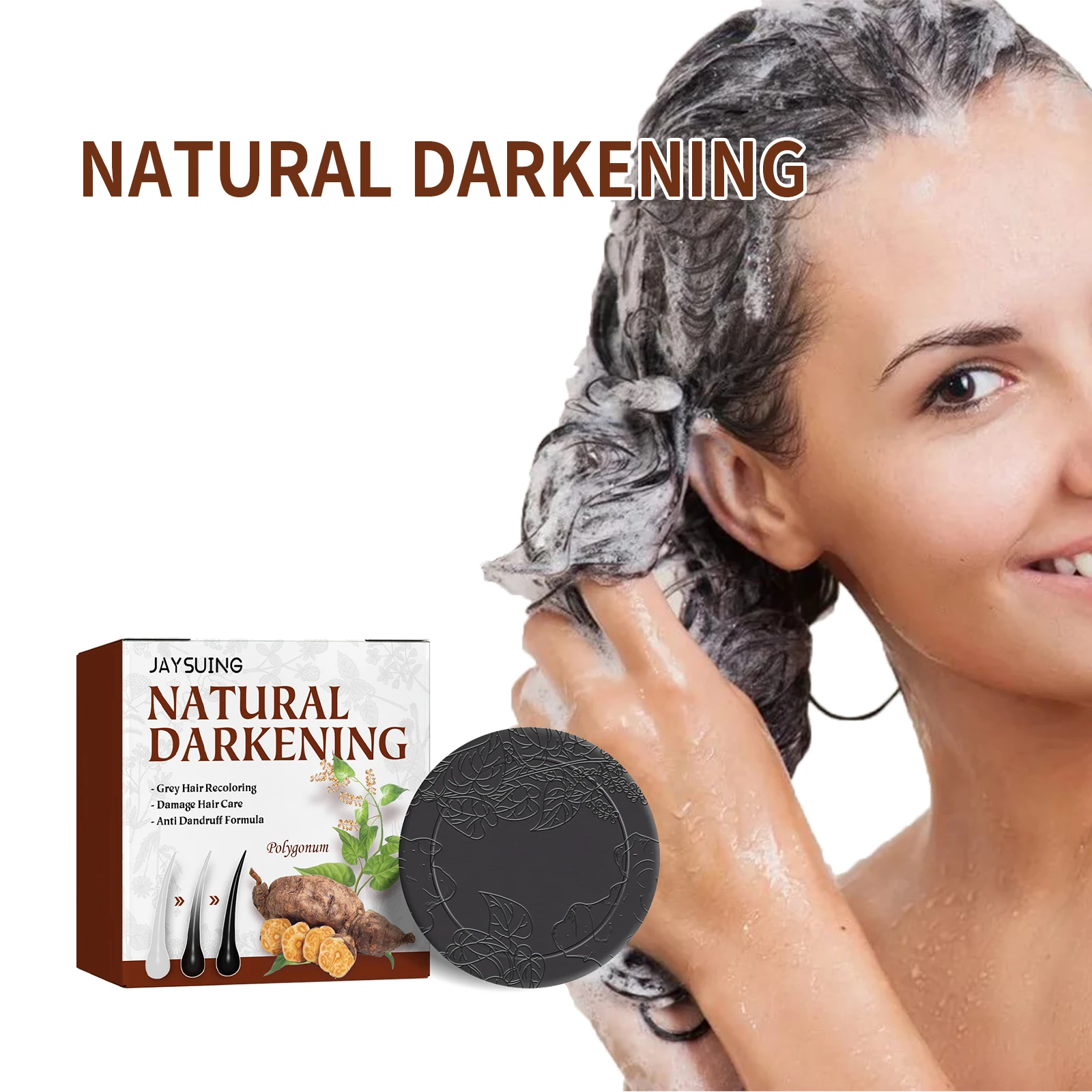 

Jaysuing He Shou Wu Repair Стружка Шампунь Мыло Натуральные черные волосы Увлажняющий и мягкий шампунь для ухода за волосами Мыло